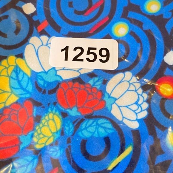 1259 LuLaRoe Leggings Size OS Blue Red Black Circle Abstract Print New - Picture 4 of 4